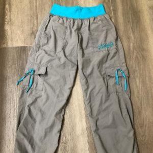 Zumba Cargo Pants, Grey & Turquoise, Size Large